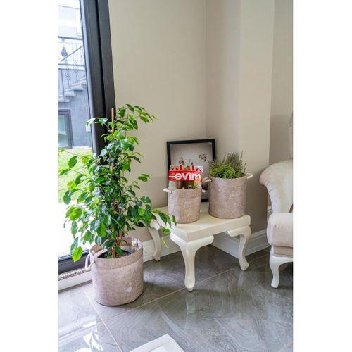 Kulplu Yuvarlak Düzenleyici Çok Amaçlı Kolay Taşınabilen Organizer Keçe Sepet (3'lü Set)