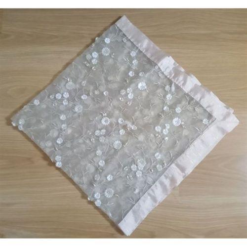 Şeffaf Saten Masa Örtüsü,Sehpa Örtüsü Çiçekli 86X86Cm
