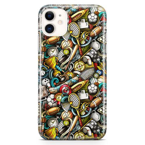 Apple iPhone 11 Kılıf Basket Futbol Doodle Arka Kapak Koruma Desenli Full Koruyucu