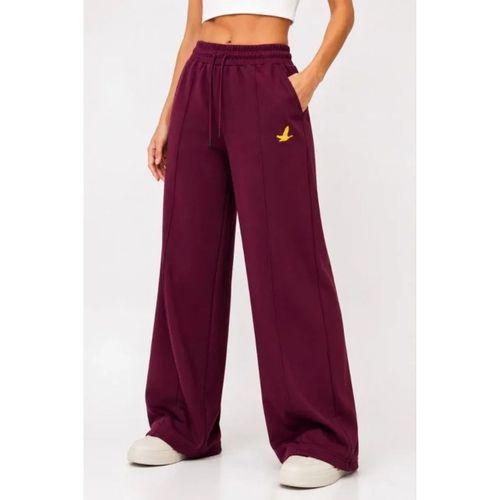 Osy Modal Yumuşak Dokulu Cima Dikişli Nakışlı Cepli Oversize Bol Paça Eşofman Altı - Bordo