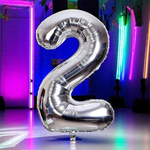 YÜKSEK KALİTE 1 METRE GÜMÜŞ 2 RAKAM BALON GÜMÜŞ 2 RAKAM FOLYO BALON UÇAN BALONA HELYUM GAZINA UYGUN