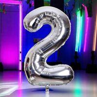 YÜKSEK KALİTE 1 METRE GÜMÜŞ 2 RAKAM BALON GÜMÜŞ 2 RAKAM FOLYO BALON UÇAN BALONA HELYUM GAZINA UYGUN