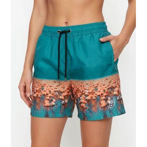 Deniz Şortu Fermuarlı Cepli File Astarlı Hızlı Kuruyan Premium - Su Yeşili