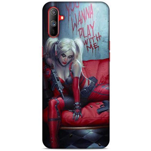 Realme C3 Uyumlu Kılıf Harley Quinn (22) Tam Koruma Kılıfı Kırmızımsı kahverengi