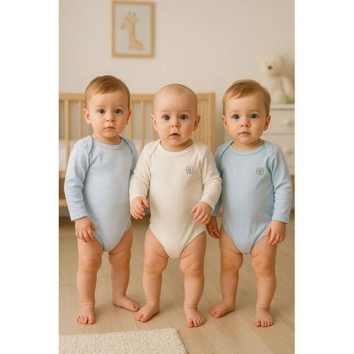 3'lü Naturel Bebek Badi Zıbın -%100 Pamuk