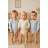 3'lü Naturel Bebek Badi Zıbın -%100 Pamuk