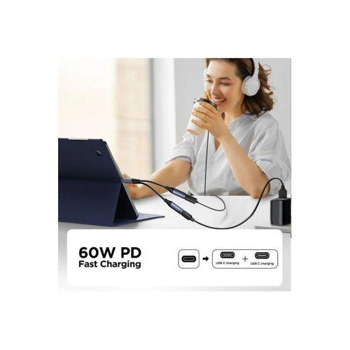 Joyroom Audio Adaptör 2in1 (Type-C to Dual Type-C)-Siyah