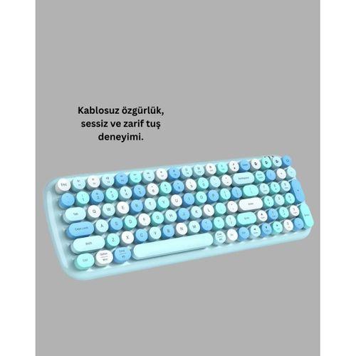 Kablosuz Retro Klavye Ve Mouse Seti – 104 Tuşlu, Sessiz Yazım