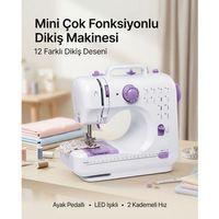 Ev Tipi Mini Dikiş Makinesi Ayak Pedallı Led Aydınlatmalı 12 Farklı Dikiş Desenli