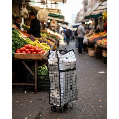 Ağır Yük Taşımaya Uygun Tekerlekli Market Ve Pazar Çantası
