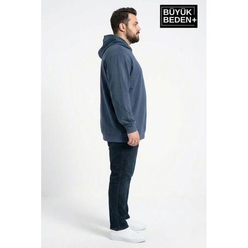 Erkek Büyük Beden İnce Kapşonlu Kollar Ve Etek Ribanalı ince Swatshırt SPR26BSW957