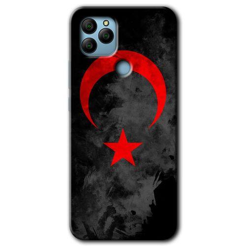 General Mobile GM 22 Plus HD Baskılı Kılıf + 9D Tam Ekran Koruyucu - Black Ayyıldız