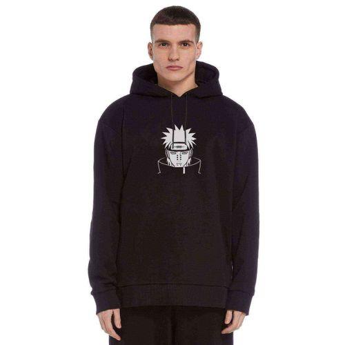 Naruto Baskılı Siyah Erkek Kapşonlu Sweatshirt