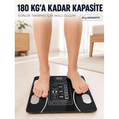Dijital Akıllı Cam Baskül Mobil Uygulama Destekli Vücut Analiz Tartısı 180 Kg