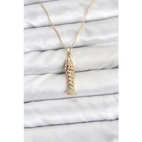 316L Çelik Zincir Gold Renk Balık Model Zirkon Taşlı Kadın Kolye