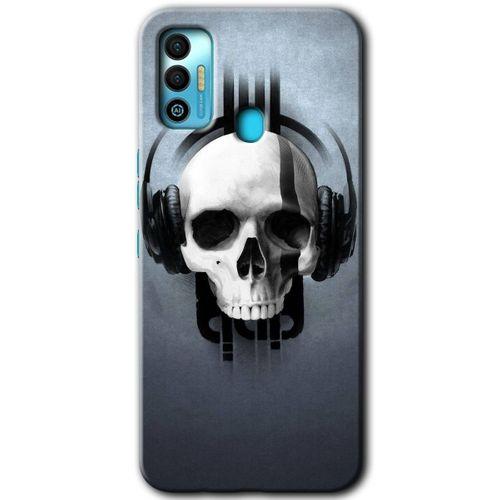 Tecno Spark 7T Kılıf HD Desen Baskılı Arka Kapak - Müzik Kurukafa + Kırılmaz Cam