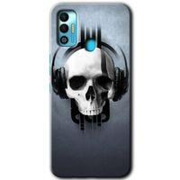 Tecno Spark 7T Kılıf HD Desen Baskılı Arka Kapak - Müzik Kurukafa + Kırılmaz Cam