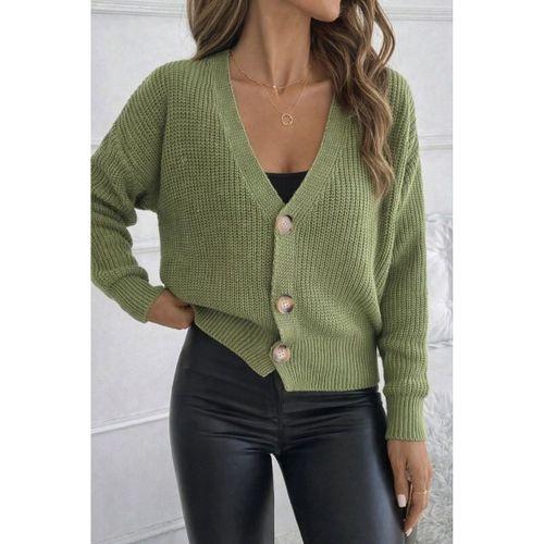 Kadın Uzun Kollu Düğme Detay Triko Bluz