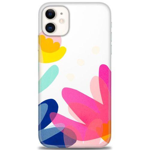 iPhone 11 Kılıf HD Baskılı Kılıf - Çiçekk + Tam Ekran Koruyucu