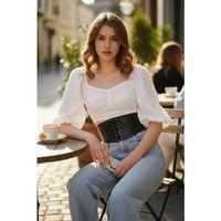 Siyah Kadın Kemer Bağcıklı Kalın Korse Bel Aksesuarı - Brf1127