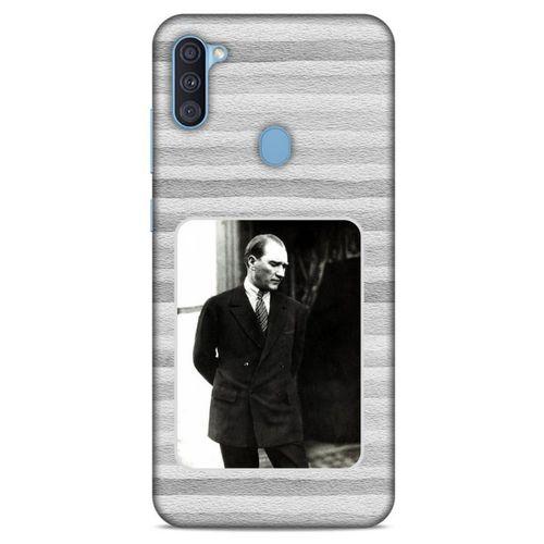 Samsung Galaxy A11 Kılıf Atatürk (36) Glitter Kılıf Gri Kumlar