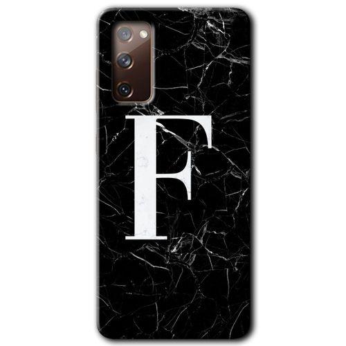 Galaxy S20 FE Kılıf HD Desen Baskılı Arka Kapak - Siyah Mermer Desenli F Harfi