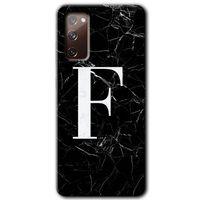 Galaxy S20 FE Kılıf HD Desen Baskılı Arka Kapak - Siyah Mermer Desenli F Harfi