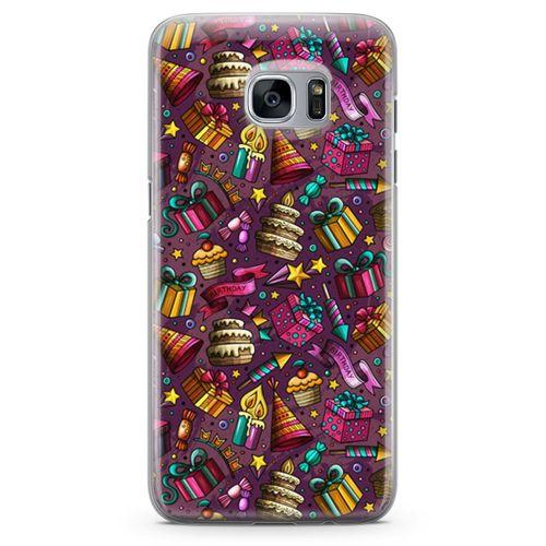 Samsung Galaxy S7 Edge Kılıf Parti Malzemeleri Doodle Arka Kapak Koruma Desenli Full Koruyucu