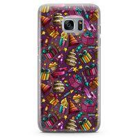 Samsung Galaxy S7 Edge Kılıf Parti Malzemeleri Doodle Arka Kapak Koruma Desenli Full Koruyucu
