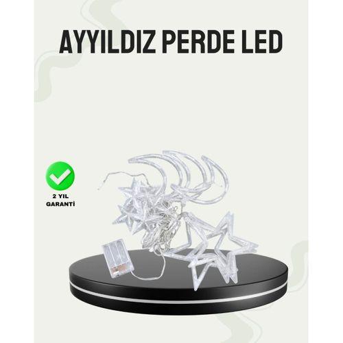 Prizli Yıldız Ay Perde Led Işık Ev Ve Organizasyon Dekoru