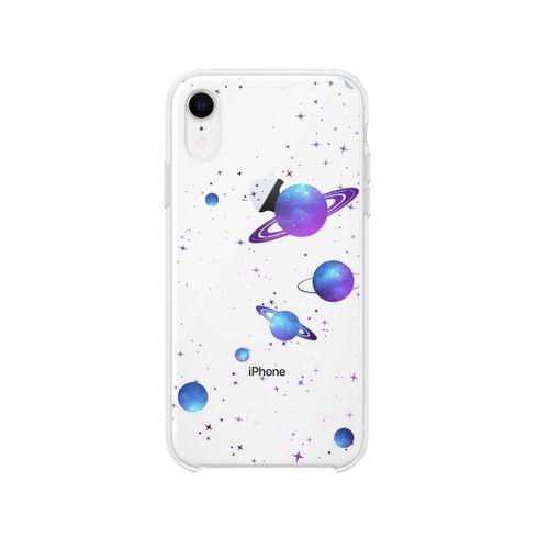 iPhone Xr Galaxy & Stars Desenli Premium Şeffaf Silikon Kılıf