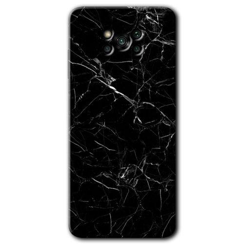 Potkal Hediye Fabrikası Poco x3 Pro Kılıf HD Desen Baskılı Arka Kapak - Siyah Mermer