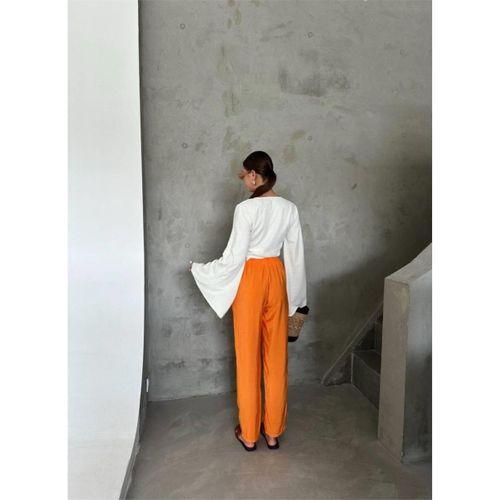 BEL LASTİK DETAYLI MODAL KUMAŞ PANTOLON - Orange