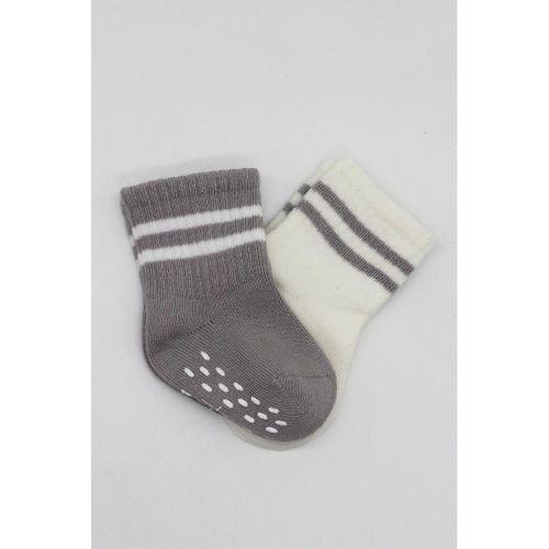 Bistyle Çemberli Kaymaz Soket Çorap 2'Li BS10125 Gri Ekru