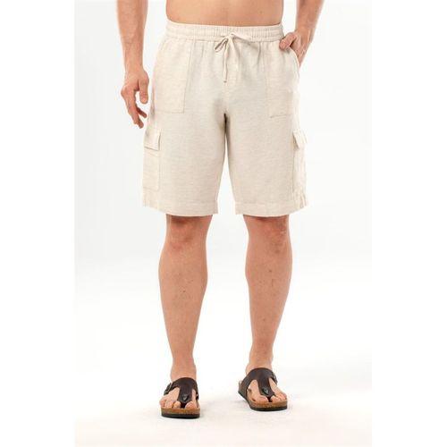 Keten Lastikli Erkek Şort Krem Krm