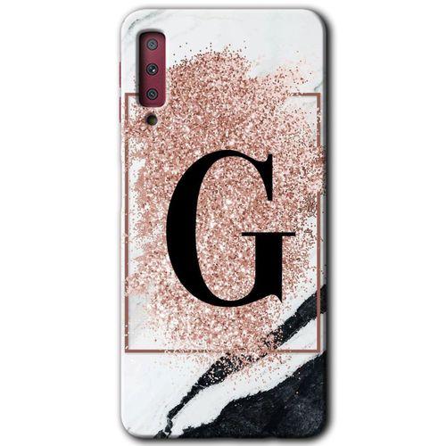 Potkal Hediye Fabrikası Samsung Galaxy A7 2018 Kılıf HD Desen Baskılı Arka Kapak - Pembe Mermer Desenli G Harfi