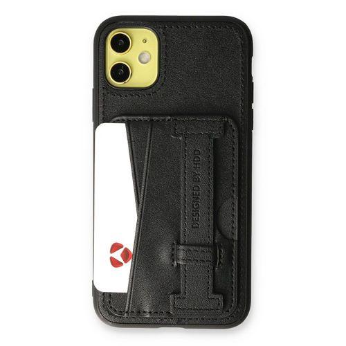 Newface iPhone 12 Kılıf HD Deri Kartvizitli Kapak - Siyah