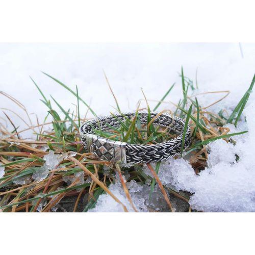 El Örmesi Baklava Desen Kilitli Gümüş Erkek Bileklik