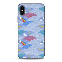 Apple iPhone XS Kılıf Pastel Renkler (2) Kabı Mor Beyaz