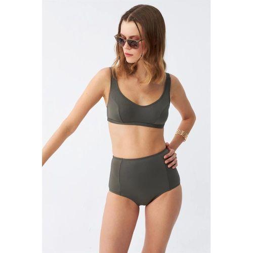 Kadın Basic Haki Pedli Yüksek Bel Bikini Takımı
