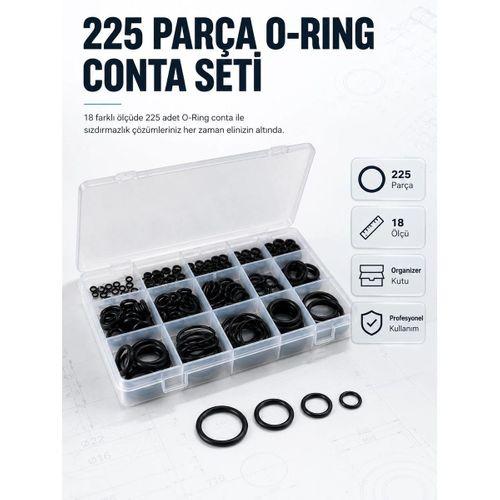225 Pcs O-ring Conta Seti Profesyonel Tamir, Bakım Ve Sızdırmazlık Çözümü