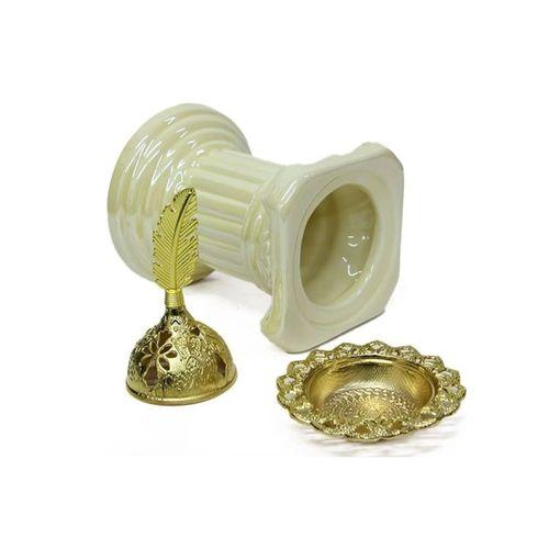 Buhurdanlık Seramik Altın Kapak Dekorlu