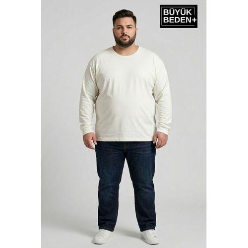 Erkek Büyük Beden Uzun Kollu 2 İplik Bisiklet Yaka Tişört SPR26BEA942