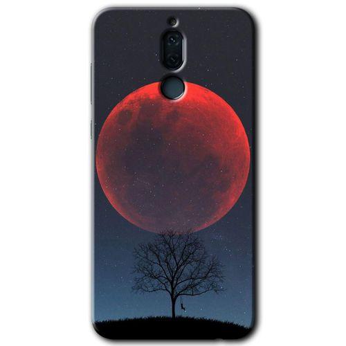 MRCİLETİSİM Huawei Mate 10 Lite Kılıf HD Desen Baskılı Arka Kapak + Temperli Cam - Kanlı Ay