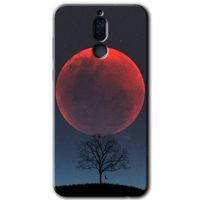 MRCİLETİSİM Huawei Mate 10 Lite Kılıf HD Desen Baskılı Arka Kapak + Temperli Cam - Kanlı Ay
