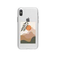 iPhone X Landscape With Sun Desenli Premium Şeffaf Silikon Kılıf
