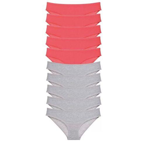 10 Adet Süper Eko Set Likralı Kadın Slip Külot Fuşya Gri