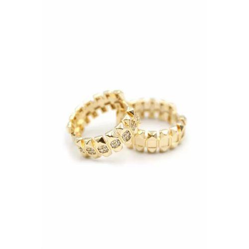 Taşlı Halka Küpe - Altın