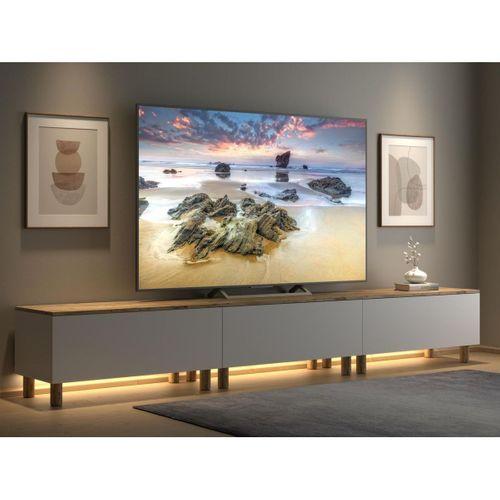 Nora Bohem Ledli Tv Ünitesi 300 Cm 3 Kapaklı Dolaplı Atlantik Çam / Beyaz