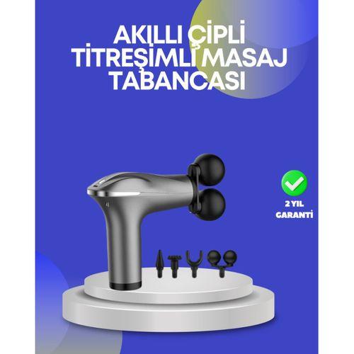 Portatif Şarjlı Masaj Tabancası 4 Başlık Derin Doku Masaj Aleti